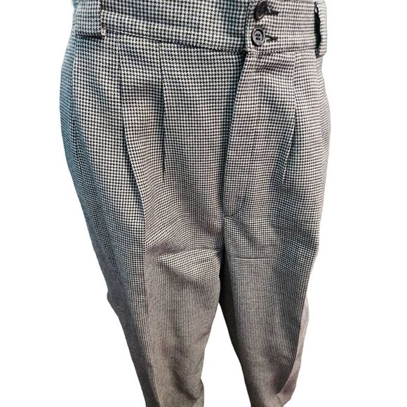 Vintage 80's Wool Houndstooth Pleat Front Tapered Dress Pants 12 Collectible Gol - Picture 3 of 8